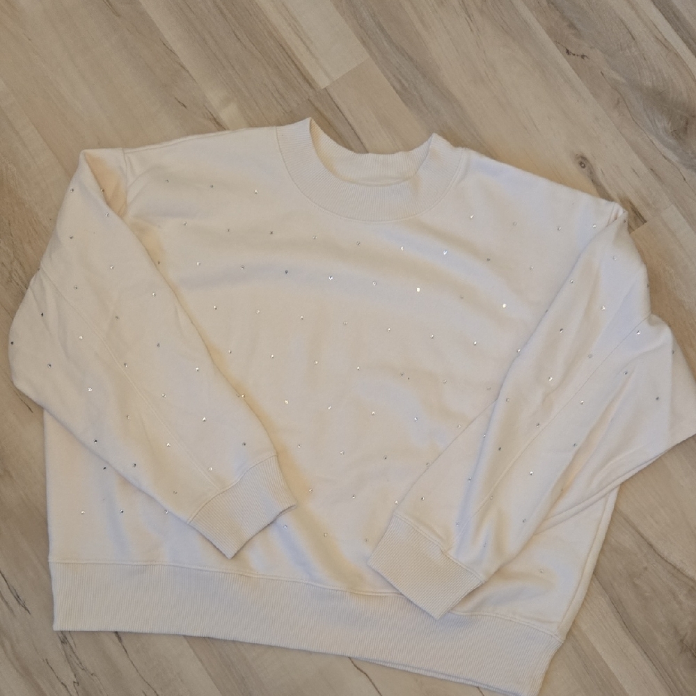 a new day White Crew Neck Sweater Soft Knit Casual